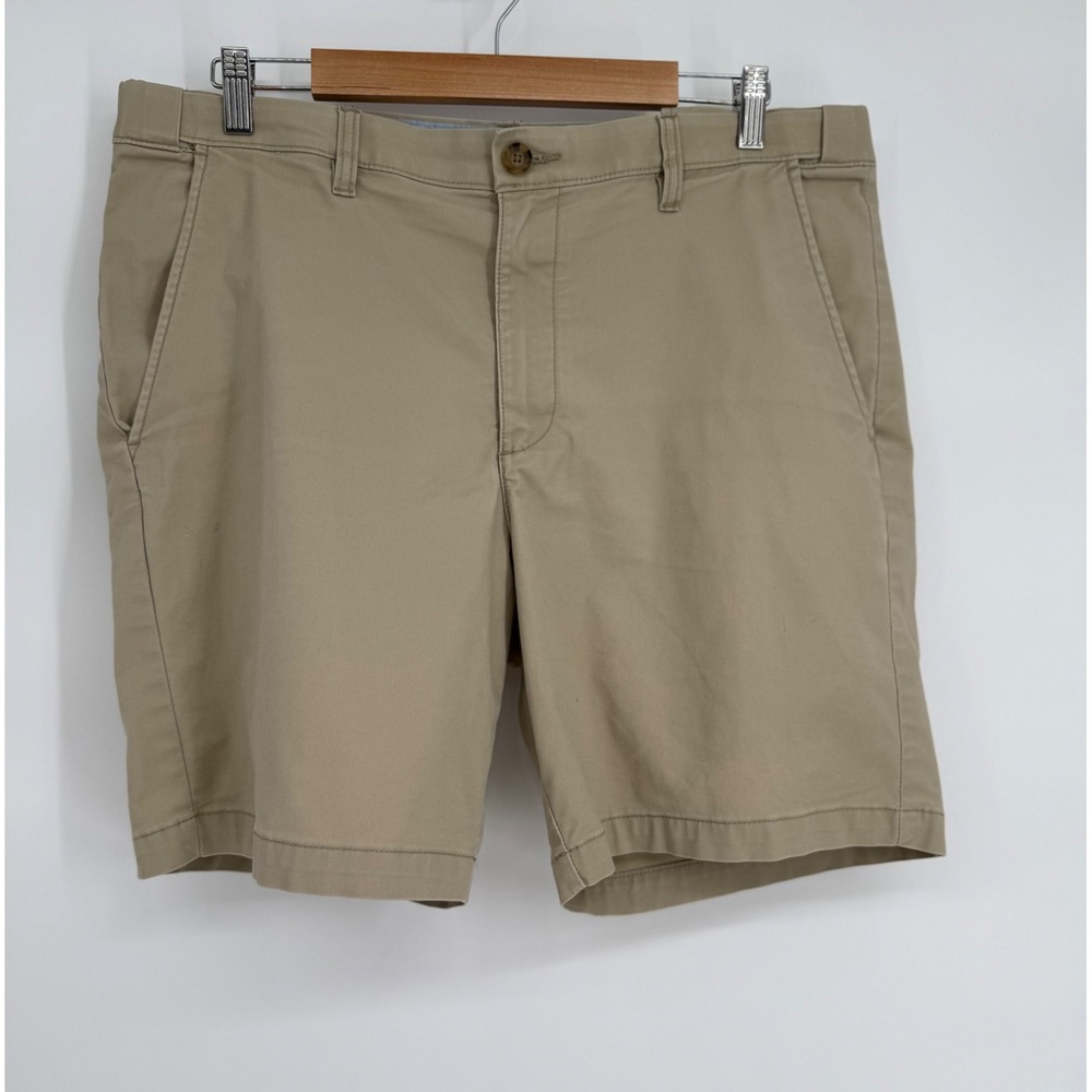 Croft & Barrow Mens Khaki Chino Shorts Sz 36 Stretch Comfort Waist Flat Front